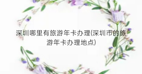 深圳哪里有旅游年卡办理(深圳市的旅游年卡办理地点)