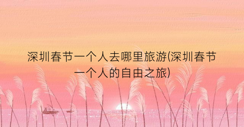 深圳春节一个人去哪里旅游(深圳春节一个人的自由之旅)
