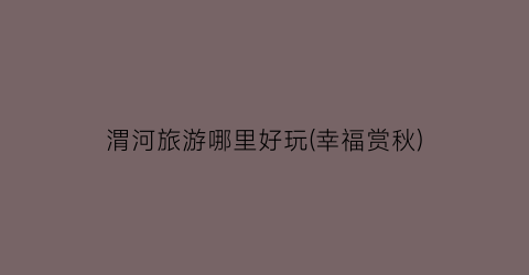 渭河旅游哪里好玩(幸福赏秋)