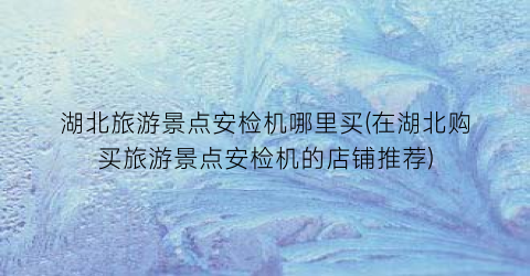 湖北旅游景点安检机哪里买(在湖北购买旅游景点安检机的店铺推荐)