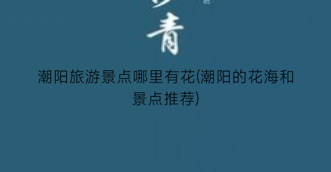 潮阳旅游景点哪里有花(潮阳的花海和景点推荐)