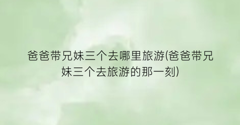 爸爸带兄妹三个去哪里旅游(爸爸带兄妹三个去旅游的那一刻)