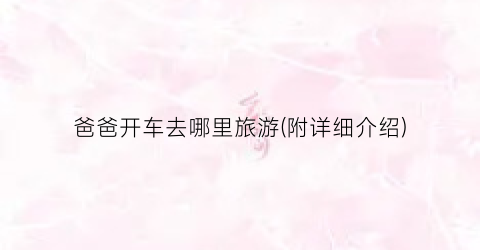 爸爸开车去哪里旅游(附详细介绍)