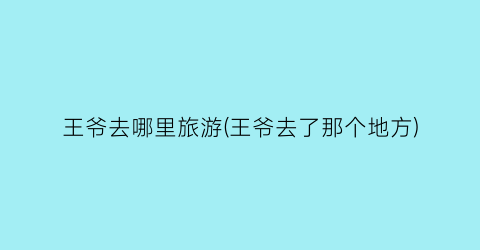 王爷去哪里旅游(王爷去了那个地方)