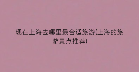 现在上海去哪里最合适旅游(上海的旅游景点推荐)