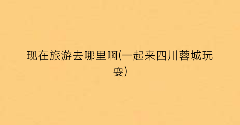 现在旅游去哪里啊(一起来四川蓉城玩耍)