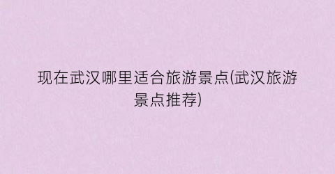现在武汉哪里适合旅游景点(武汉旅游景点推荐)