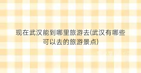 现在武汉能到哪里旅游去(武汉有哪些可以去的旅游景点)