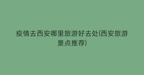 疫情去西安哪里旅游好去处(西安旅游景点推荐)