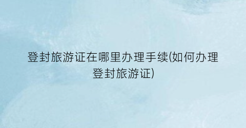 登封旅游证在哪里办理手续(如何办理登封旅游证)