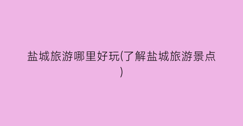 盐城旅游哪里好玩(了解盐城旅游景点)