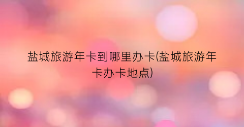 盐城旅游年卡到哪里办卡(盐城旅游年卡办卡地点)