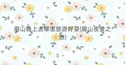 眉山晚上去哪里旅游好耍(眉山夜景之旅)
