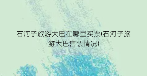 石河子旅游大巴在哪里买票(石河子旅游大巴售票情况)
