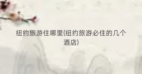 纽约旅游住哪里(纽约旅游必住的几个酒店)