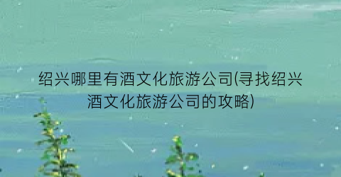 绍兴哪里有酒文化旅游公司(寻找绍兴酒文化旅游公司的攻略)