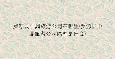 罗源县中鼎旅游公司在哪里(罗源县中鼎旅游公司隔壁是什么)