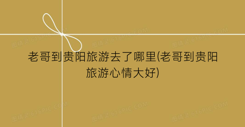 老哥到贵阳旅游去了哪里(老哥到贵阳旅游心情大好)