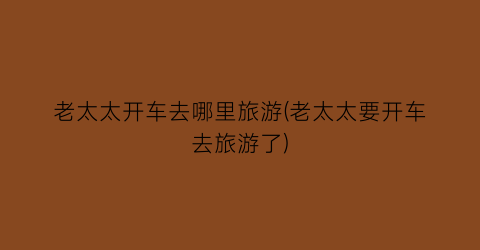 老太太开车去哪里旅游(老太太要开车去旅游了)
