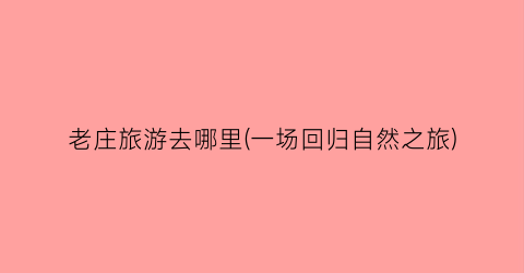 老庄旅游去哪里(一场回归自然之旅)