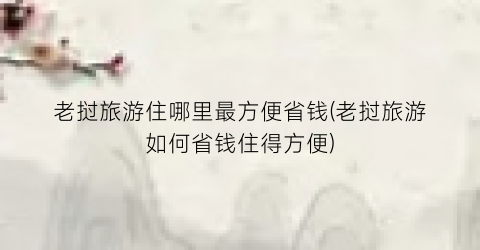 老挝旅游住哪里最方便省钱(老挝旅游如何省钱住得方便)
