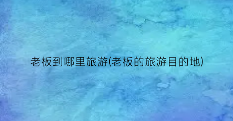 老板到哪里旅游(老板的旅游目的地)