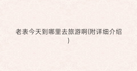 老表今天到哪里去旅游啊(附详细介绍)
