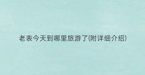 老表今天到哪里旅游了(附详细介绍)