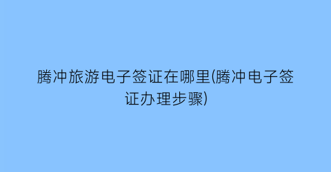 腾冲旅游电子签证在哪里(腾冲电子签证办理步骤)