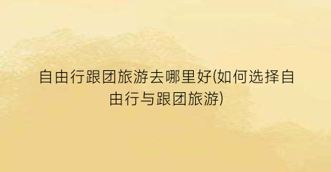 自由行跟团旅游去哪里好(如何选择自由行与跟团旅游)