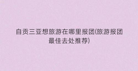 自贡三亚想旅游在哪里报团(旅游报团最佳去处推荐)
