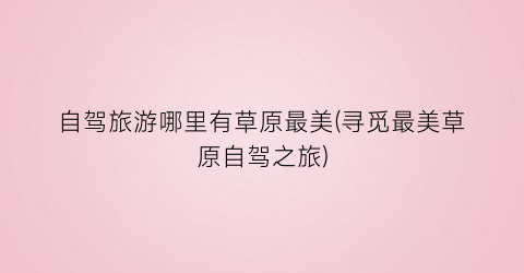 自驾旅游哪里有草原最美(寻觅最美草原自驾之旅)