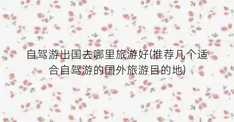 自驾游出国去哪里旅游好(推荐几个适合自驾游的国外旅游目的地)