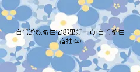 自驾游旅游住宿哪里好一点(自驾游住宿推荐)