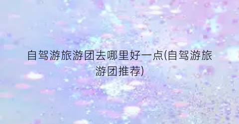 自驾游旅游团去哪里好一点(自驾游旅游团推荐)