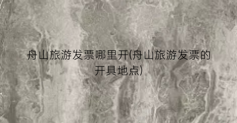 舟山旅游发票哪里开(舟山旅游发票的开具地点)