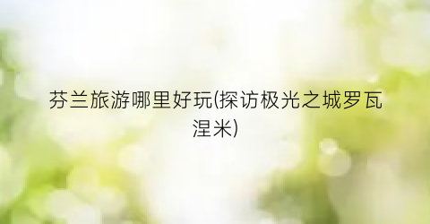芬兰旅游哪里好玩(探访极光之城罗瓦涅米)