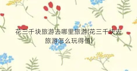 花三千块旅游去哪里旅游(花三千块去旅游怎么玩得值)
