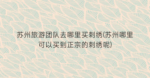 苏州旅游团队去哪里买刺绣(苏州哪里可以买到正宗的刺绣呢)