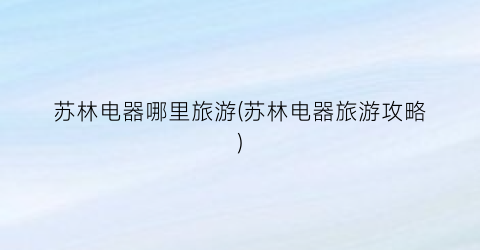 苏林电器哪里旅游(苏林电器旅游攻略)