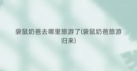袋鼠奶爸去哪里旅游了(袋鼠奶爸旅游归来)