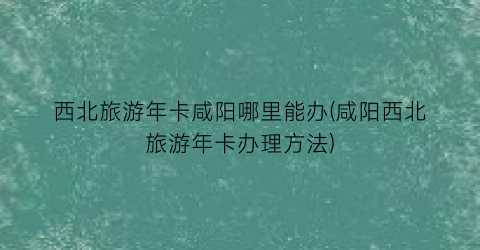 西北旅游年卡咸阳哪里能办(咸阳西北旅游年卡办理方法)