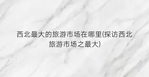 西北最大的旅游市场在哪里(探访西北旅游市场之最大)