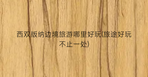 西双版纳边境旅游哪里好玩(旅途好玩不止一处)