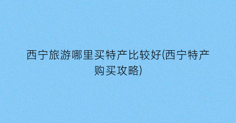 西宁旅游哪里买特产比较好(西宁特产购买攻略)