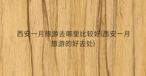 西安一月旅游去哪里比较好(西安一月旅游的好去处)