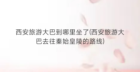 西安旅游大巴到哪里坐了(西安旅游大巴去往秦始皇陵的路线)