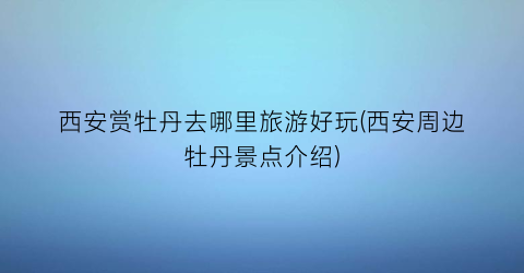 西安赏牡丹去哪里旅游好玩(西安周边牡丹景点介绍)