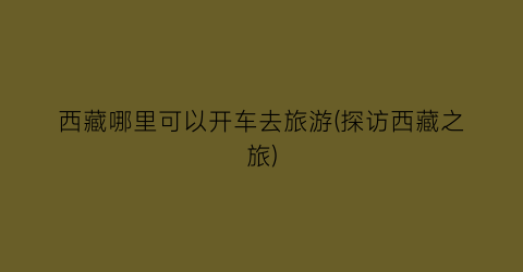 西藏哪里可以开车去旅游(探访西藏之旅)