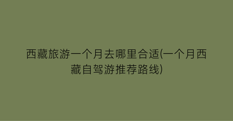 西藏旅游一个月去哪里合适(一个月西藏自驾游推荐路线)